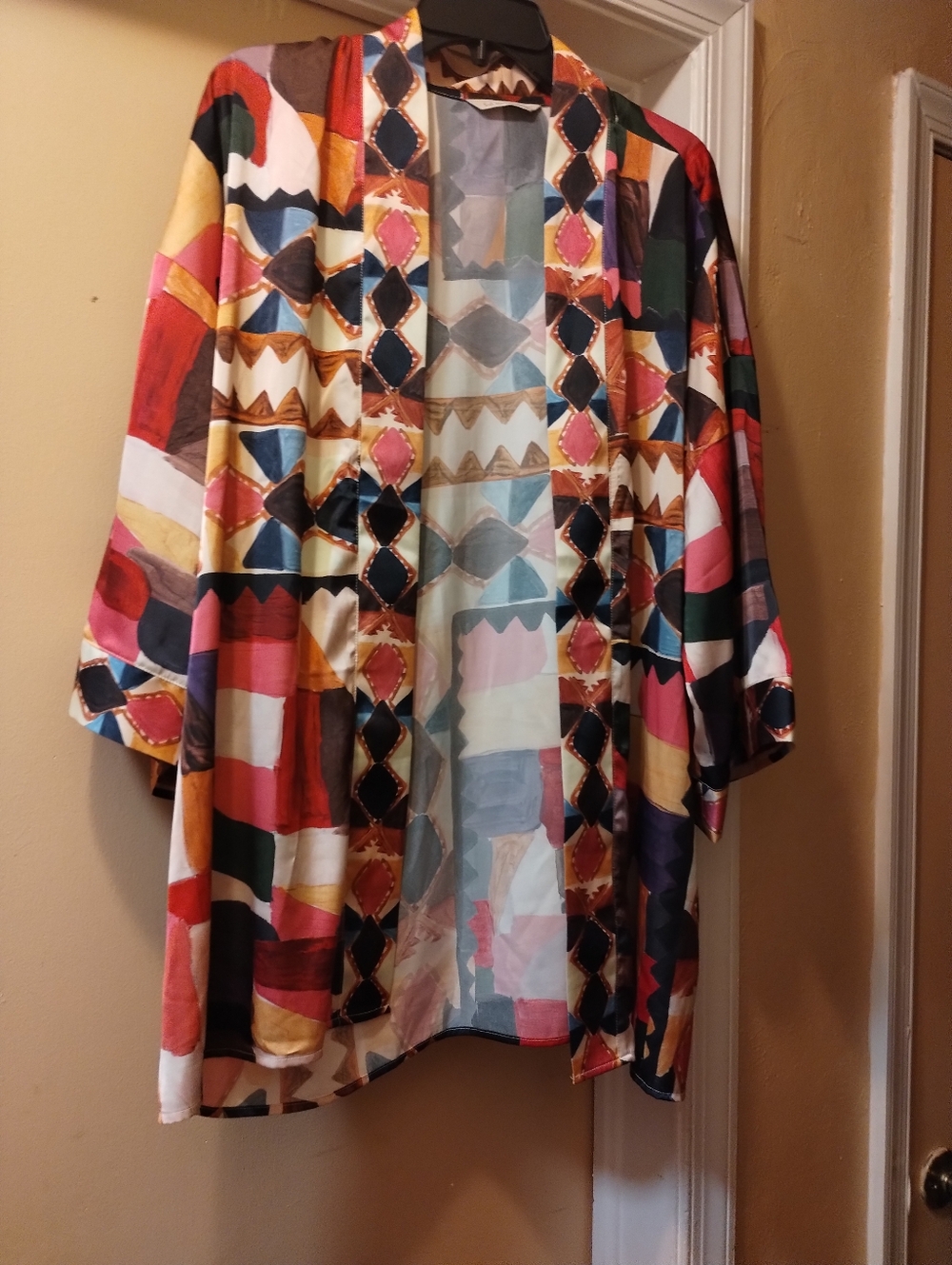 Soft Surroundings Multicolor Abstract Print Kimono